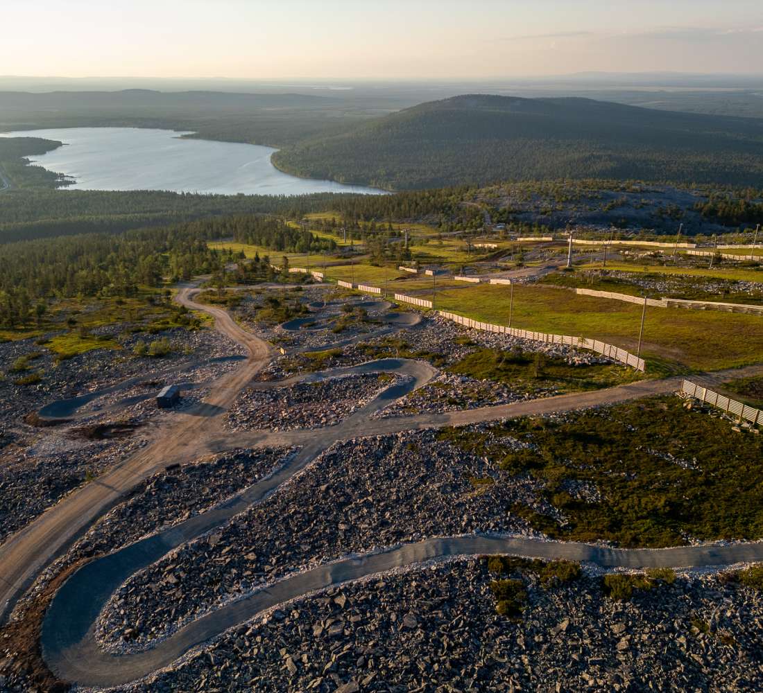 Drone image of Pyhä&#039;s new dh mtb route