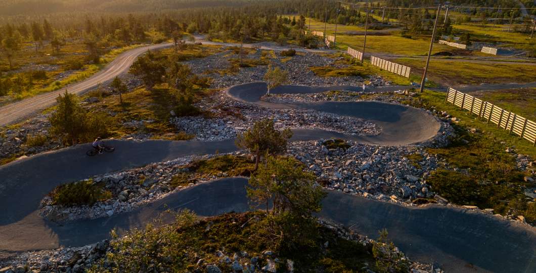 Drone image of Pyhä&#039;s new dh mtb route